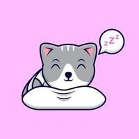 Cute Cat Sleeping Cartoon Vector Icon Illustration. Flat Cartoon Style