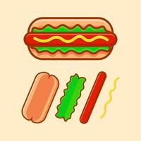 Design of Hot Dog Cartoon Vector Icon Illustration