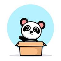 Cute panda waving hand from box cartoon mascot vector