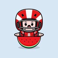 Cute American football player kawaii mascot character illustration for sticker, poster, animation, children book, or other digital and print product vector