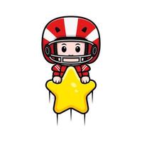 Cute American football player kawaii mascot character illustration for sticker, poster, animation, children book, or other digital and print product vector