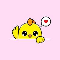 Cute chicks popup and waving wing vector mascot illustration