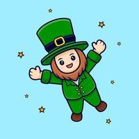 Cute Leprechaun Hovering Between Star Character  For Saint Patrick's  Day vector