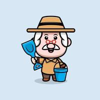cute grandfather mascot cartoon icon. kawaii mascot character illustration for sticker, poster, animation, children book, or other digital and print product vector