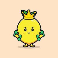 diseño de mascota de dibujos animados de personaje de limón lindo.Ilustración de personaje de mascota de Kawaii para pegatina, póster, animación, libro para niños u otro producto digital e impreso vector