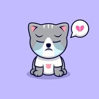 Cute Cat Crying Cartoon Vector Icon Illustration. Flat Cartoon Style