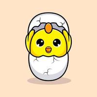 Cute chicks hatch and see the world vector mascot illustration