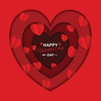 Valentine's day abstract background with cut paper heart. Vector illustration