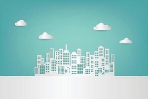 White paper skyscrapers and cloud. Achitectural building in panoramic view vector