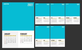 Wall Monthly Photo Calendar 2022. Simple monthly vertical photo calendar Layout for 2022 vector