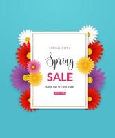 Spring sale background with beautiful flowers vector