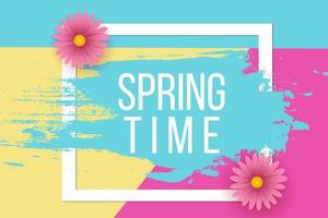 Spring time with beautiful flowers on pastel coloured background vector