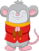 Cute rat wears traditional chinese costume vector