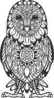 Zentangle stylized cartoon owl. Hand drawn sketch for adult antistress coloring page vector