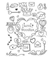 conjunto de elementos de doodle de san valentín vector