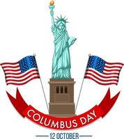 Columbus day banner with statue of liberty vector