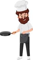 A professional chef holding pan vector