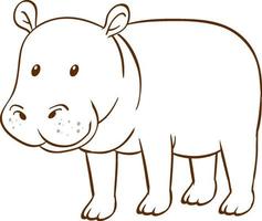 Hippopotamus in doodle simple style on white background vector