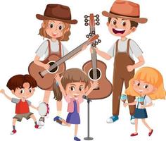 Group of musicians cartoon character on white background vector