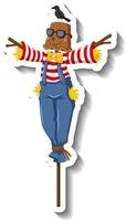 Scarecrow dressed like clown in cartoon style vector