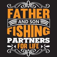 padre e hijo compañero de pesca de por vida vector