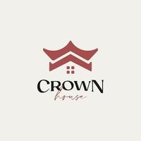 Roof House with Crown Logo Template vector