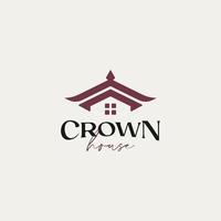 Roof House with Crown Logo Template vector