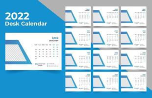 2022 planificador de calendario de escritorio. La semana comienza el lunes. plantilla para el calendario anual 2022. vector