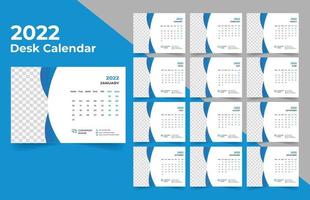 2022 planificador de calendario de escritorio. La semana comienza el lunes. plantilla para el calendario anual 2022. vector