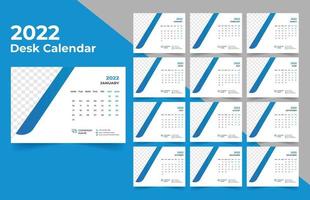 2022 Desk Calendar planner .Week starts on Monday. template for annual calendar 2022 . vector