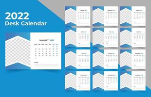 Desk calendar design 2022. Week starts on Monday. template for annual calendar 2022 vector