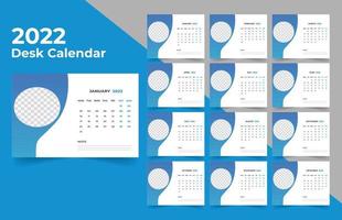 diseño de calendario de escritorio 2022. La semana comienza el lunes. plantilla para calendario anual 2022 vector