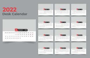 Desk calendar design 2022. Week starts on Monday. template for annual calendar 2022 vector