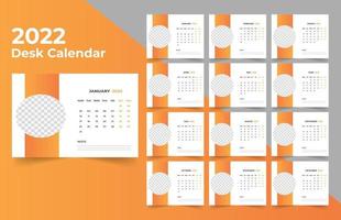 Desk calendar design 2022. Week starts on Monday. template for annual calendar 2022 vector