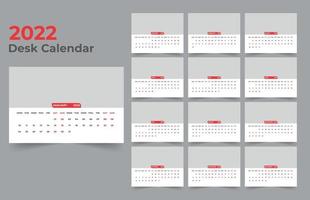 Desk calendar design 2022. Week starts on Monday. template for annual calendar 2022 vector