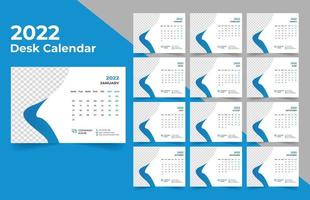 2022 planificador de calendario de escritorio. La semana comienza el lunes. plantilla para el calendario anual 2022. vector