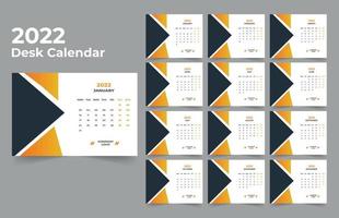 2022 planificador de calendario de escritorio. La semana comienza el lunes. plantilla para el calendario anual 2022. vector