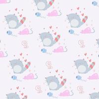 Cat and mouse seamless pattern vector