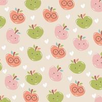 Vector illustration of cute apple  seamless pattern