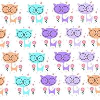 Vector illustration of pastel colored cute cat seamless pattern