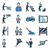 Builders and Construction Worker icons set vector