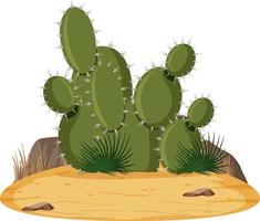 Isolated desert landscape with prickly pear cactus vector