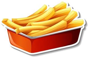 French fries in paper tray in cartoon style vector