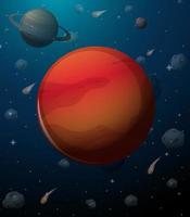 Mars planet on space background vector