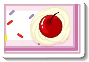 Top view of square cake with cherry on top vector