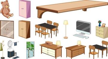 Set of interior furniture and decorations vector