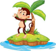 A monkey cartoon character on isolated island vector