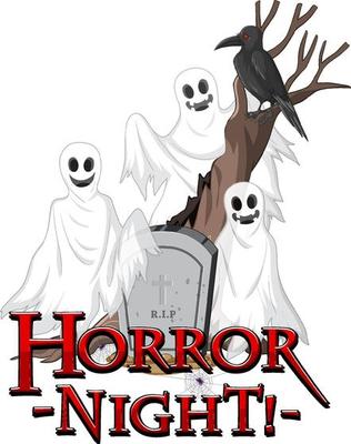 Horror Night banner with white ghost spirit