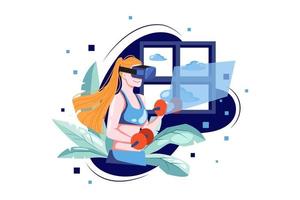 Metaverse and VR Sports Illustration concept. Flat illustration isolated on white background.