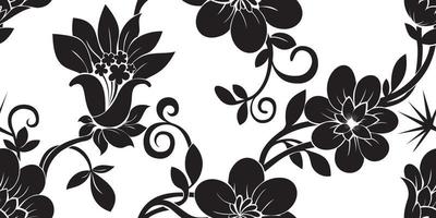 crisantemos de patrones sin fisuras, patrón floral japonés con campanilla y hojas sobre fondo blanco para fondos de pantalla, textiles, pabric y envoltura vector